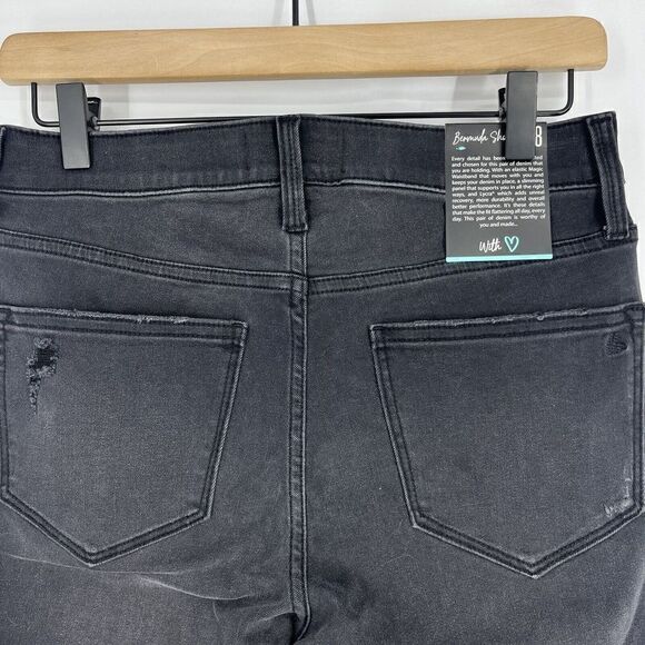 LuLaRoe Shorts Size 28 Charcoal Black Distressed Denim Bermuda Stretch High Rise - Picture 5 of 8